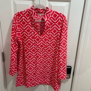 Geometric Pink and White Women's Tunic